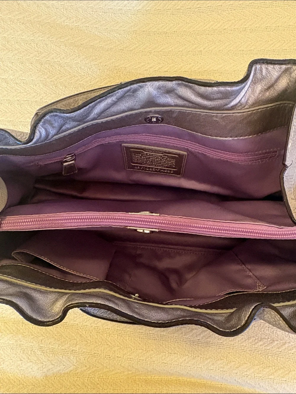 Coach Gray Leather Hand Bag Purse